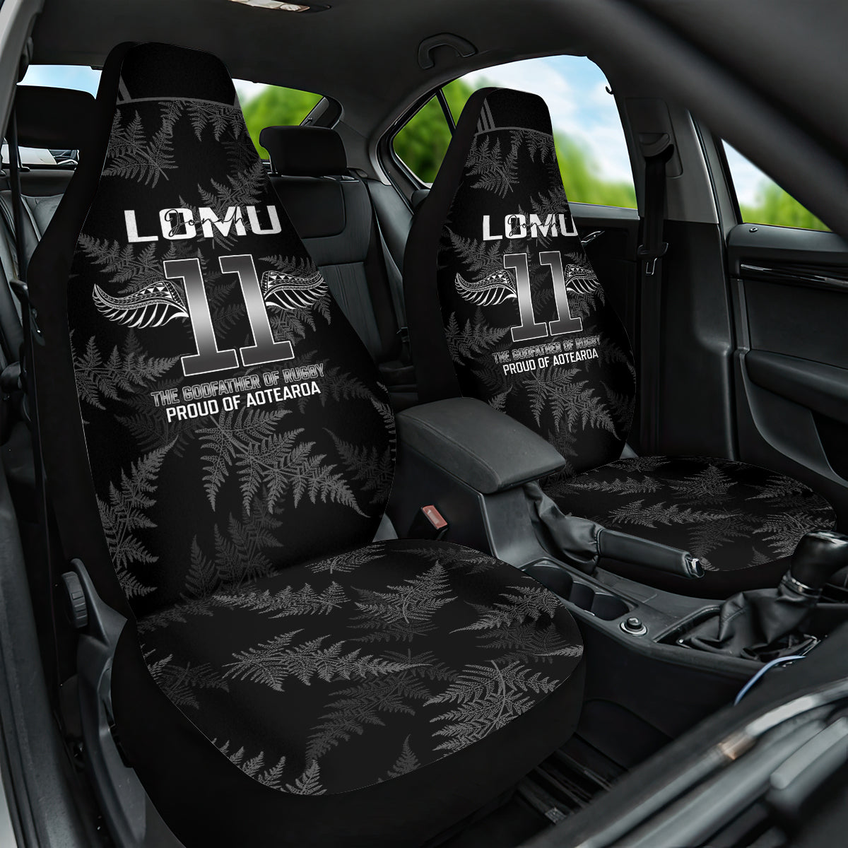 New Zealand Silver Fern Rugby Car Seat Cover Aotearoa Godfather Proud Gone But Never Forgotten LT14 One Size Black - Polynesian Pride