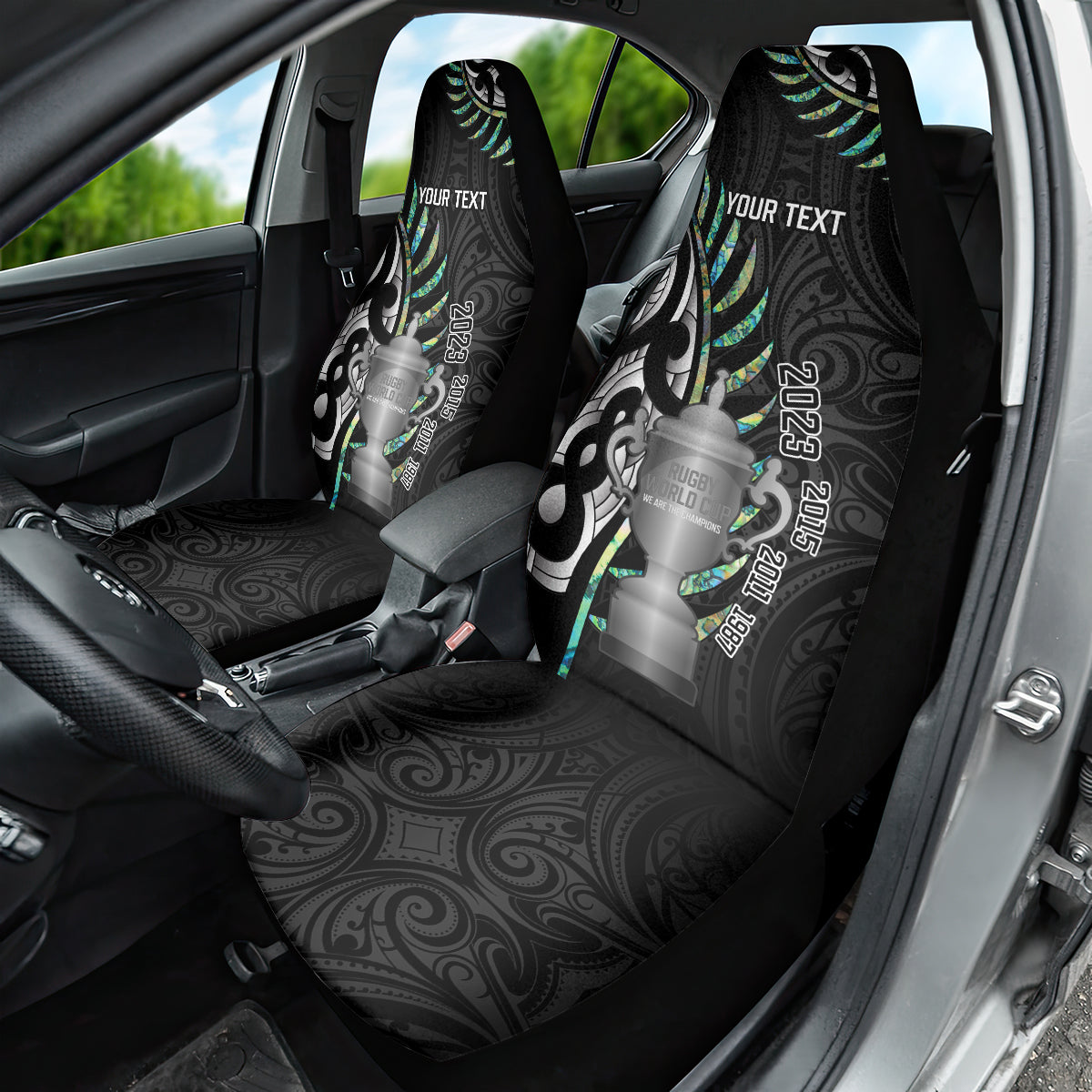 Personalised New Zealand Silver Fern Rugby Car Seat Cover Paua Shell With Champions Trophy History NZ Forever LT14 - Polynesian Pride