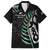 Personalised New Zealand Silver Fern Rugby Family Matching Long Sleeve Bodycon Dress and Hawaiian Shirt Paua Shell With Champions Trophy History NZ Forever LT14 Dad's Shirt - Short Sleeve Black - Polynesian Pride