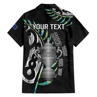 Personalised New Zealand Silver Fern Rugby Family Matching Short Sleeve Bodycon Dress and Hawaiian Shirt Paua Shell With Champions Trophy History NZ Forever LT14 - Polynesian Pride