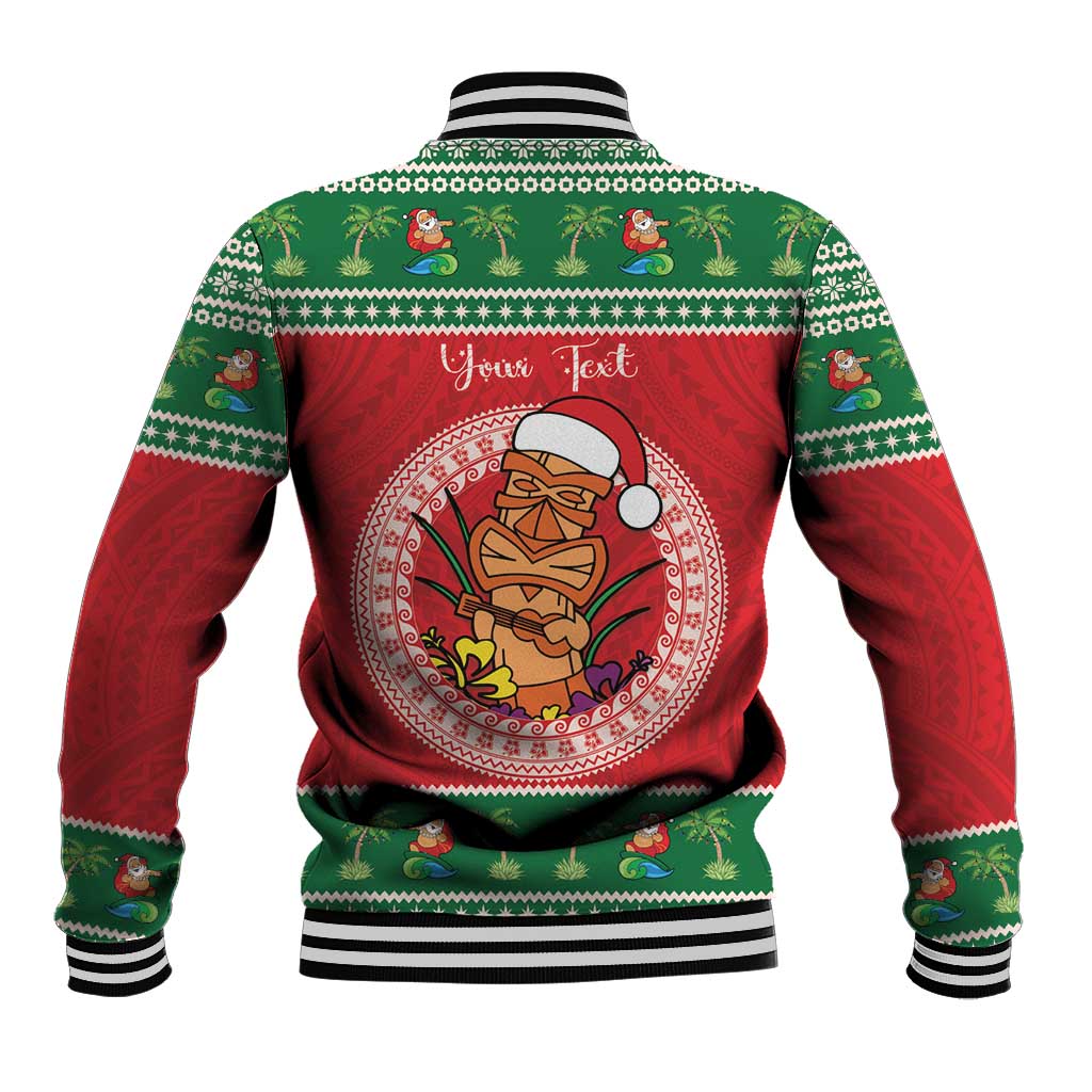 Personalized Hawaii Christmas Baseball Jacket Tiki Santa Mele Kalikimaka LT14 - Polynesian Pride