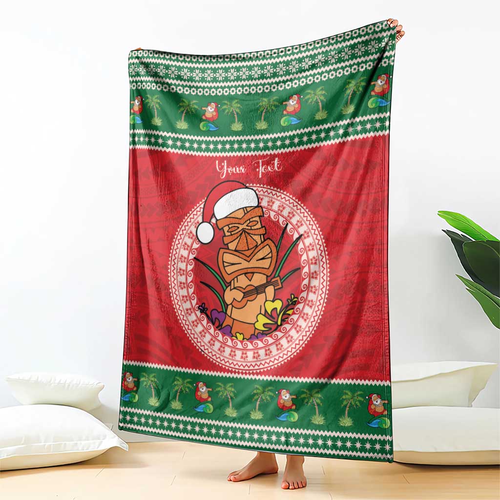 Personalized Hawaii Christmas Blanket Tiki Santa Mele Kalikimaka LT14 - Polynesian Pride
