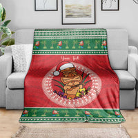 Personalized Hawaii Christmas Blanket Tiki Santa Mele Kalikimaka LT14 - Polynesian Pride