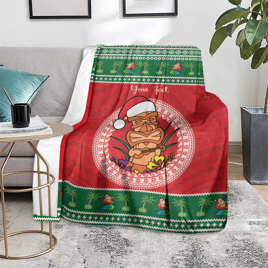 Personalized Hawaii Christmas Blanket Tiki Santa Mele Kalikimaka LT14 - Polynesian Pride
