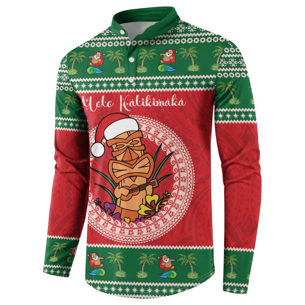 Personalized Hawaii Christmas Button Sweatshirt Tiki Santa Mele Kalikimaka LT14 - Polynesian Pride