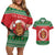 Personalized Hawaii Christmas Couples Matching Off Shoulder Short Dress and Hawaiian Shirt Tiki Santa Mele Kalikimaka