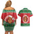 Personalized Hawaii Christmas Couples Matching Off Shoulder Short Dress and Hawaiian Shirt Tiki Santa Mele Kalikimaka