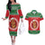 Personalized Hawaii Christmas Couples Matching Off The Shoulder Long Sleeve Dress and Hawaiian Shirt Tiki Santa Mele Kalikimaka