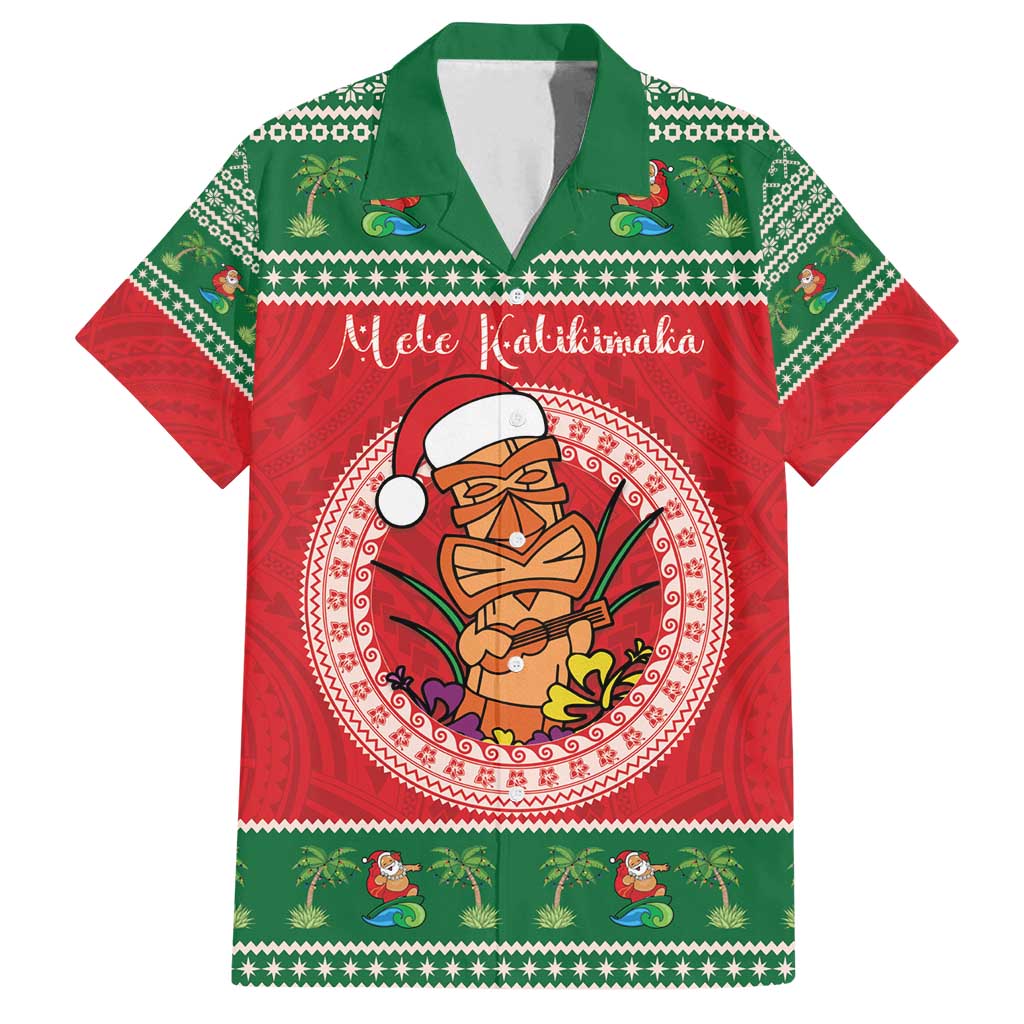 Personalized Hawaii Christmas Family Matching Puletasi and Hawaiian Shirt Tiki Santa Mele Kalikimaka