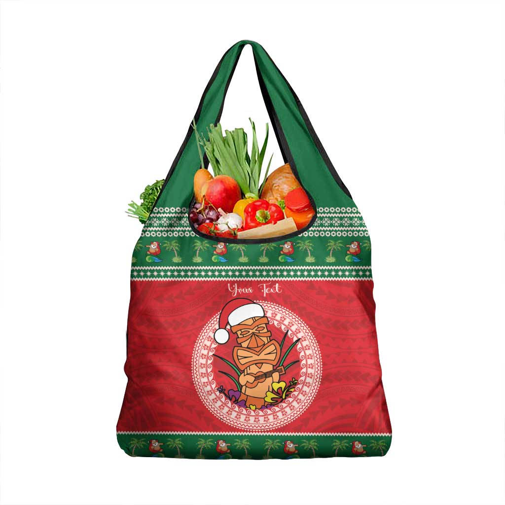 Personalized Hawaii Christmas Grocery Bag Tiki Santa Mele Kalikimaka