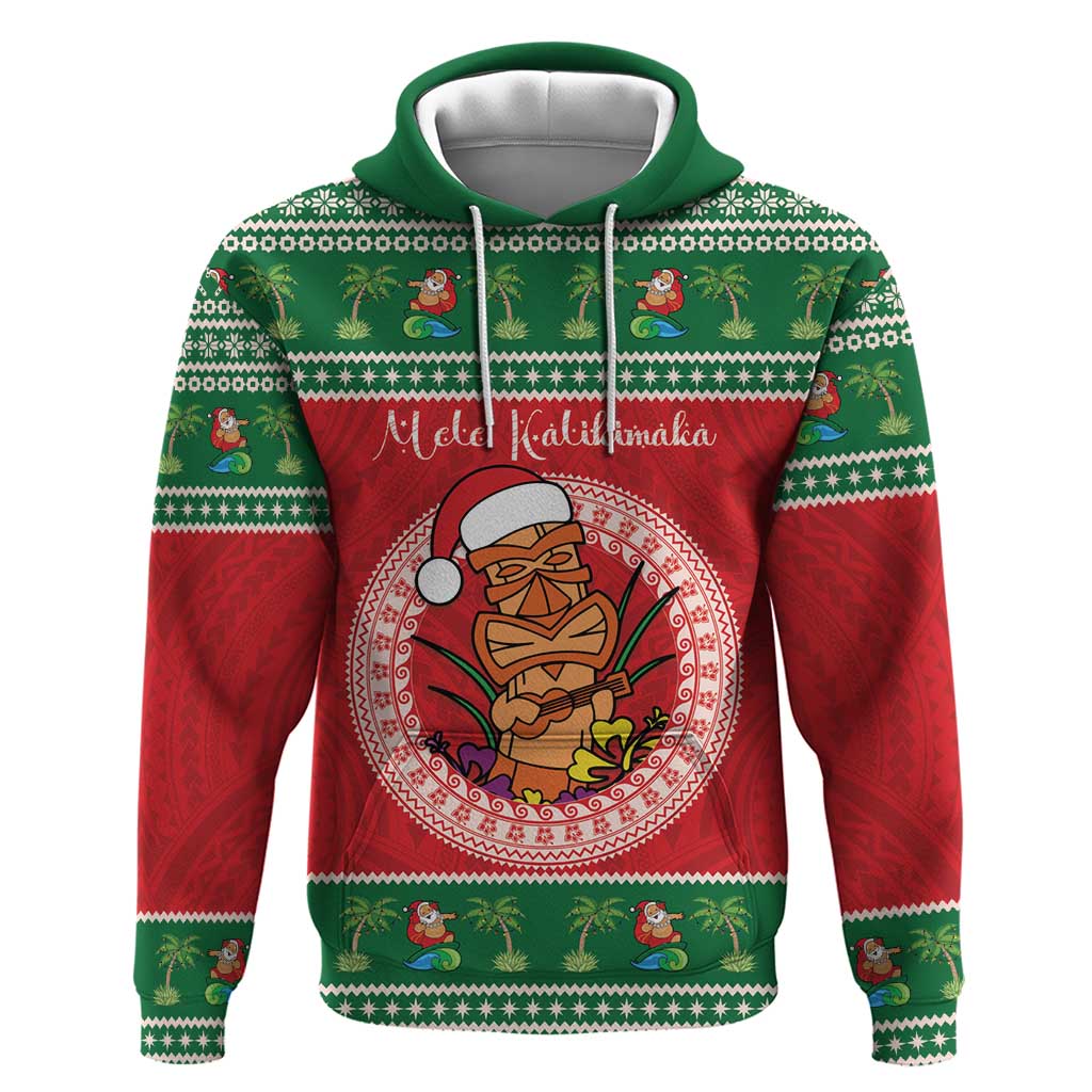 Personalized Hawaii Christmas Hoodie Tiki Santa Mele Kalikimaka