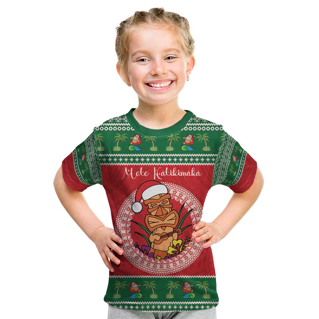 Personalized Hawaii Christmas Kid T Shirt Tiki Santa Mele Kalikimaka