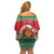 Personalized Hawaii Christmas Off Shoulder Short Dress Tiki Santa Mele Kalikimaka