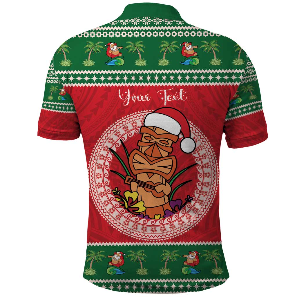 Personalized Hawaii Christmas Polo Shirt Tiki Santa Mele Kalikimaka