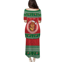 Personalized Hawaii Christmas Puletasi Tiki Santa Mele Kalikimaka LT14 - Polynesian Pride
