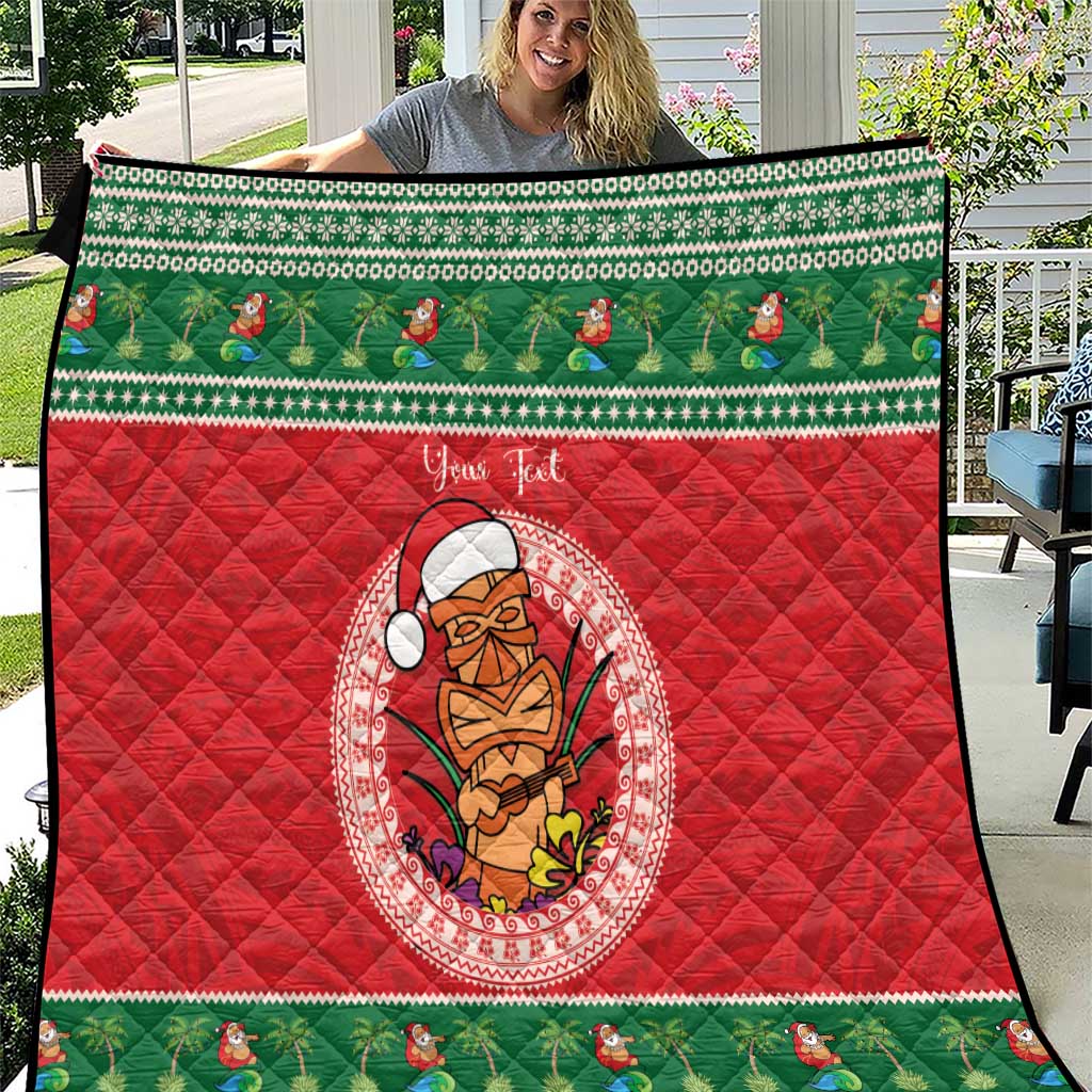 Personalized Hawaii Christmas Quilt Tiki Santa Mele Kalikimaka