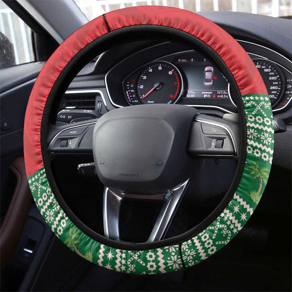 Hawaii Christmas Steering Wheel Cover Tiki Santa Mele Kalikimaka LT14 - Polynesian Pride