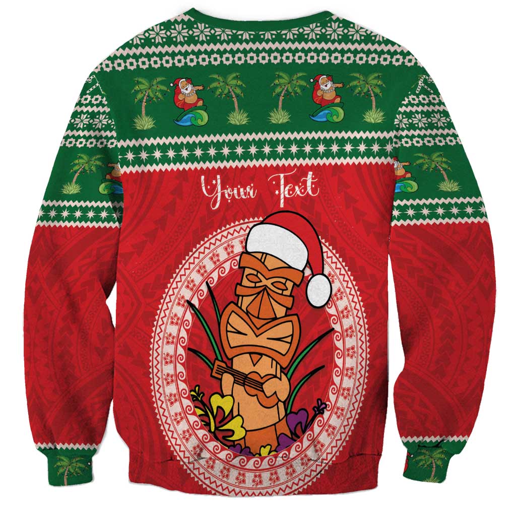 Personalized Hawaii Christmas Sweatshirt Tiki Santa Mele Kalikimaka LT14 - Polynesian Pride