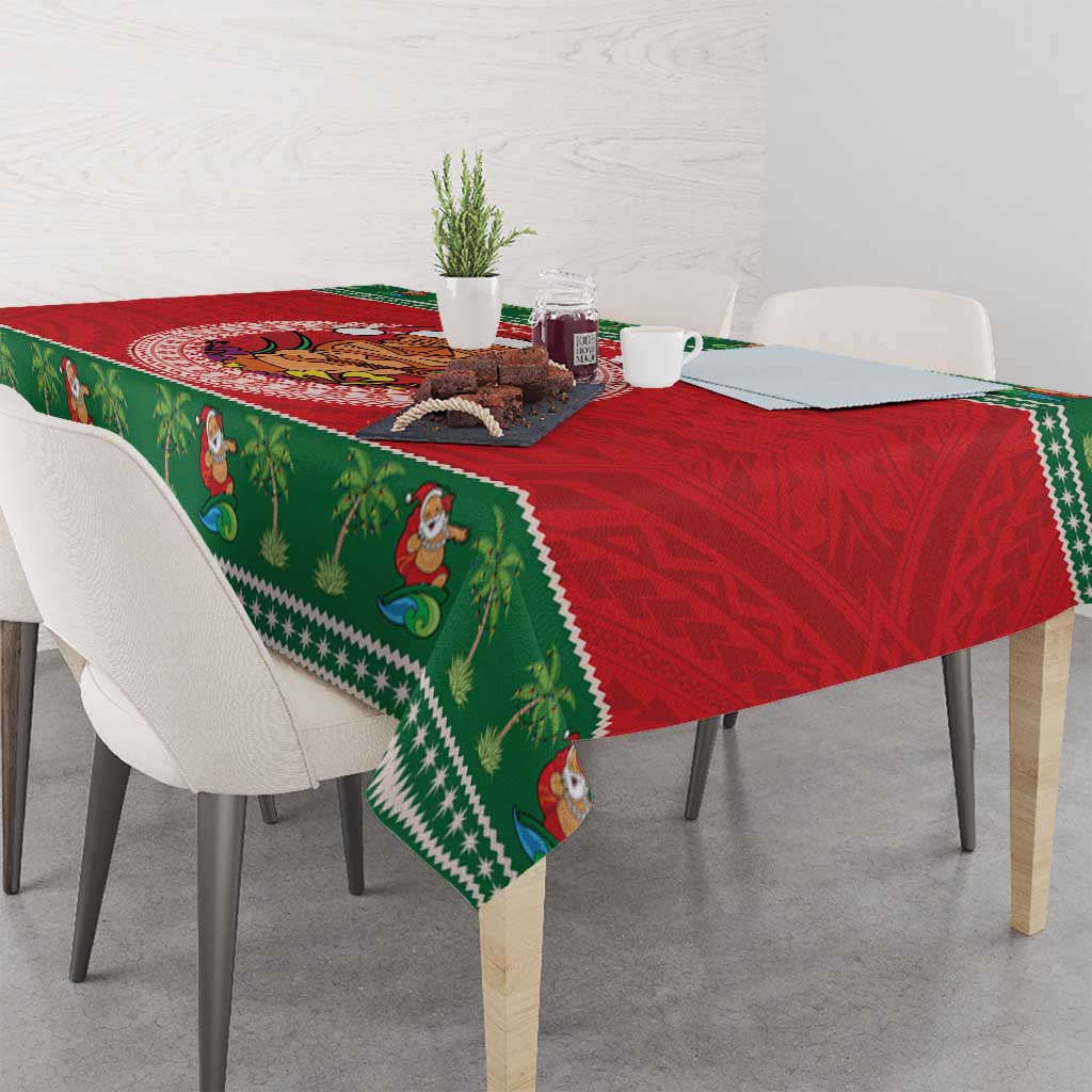 Personalized Hawaii Christmas Tablecloth Tiki Santa Mele Kalikimaka LT14 - Polynesian Pride