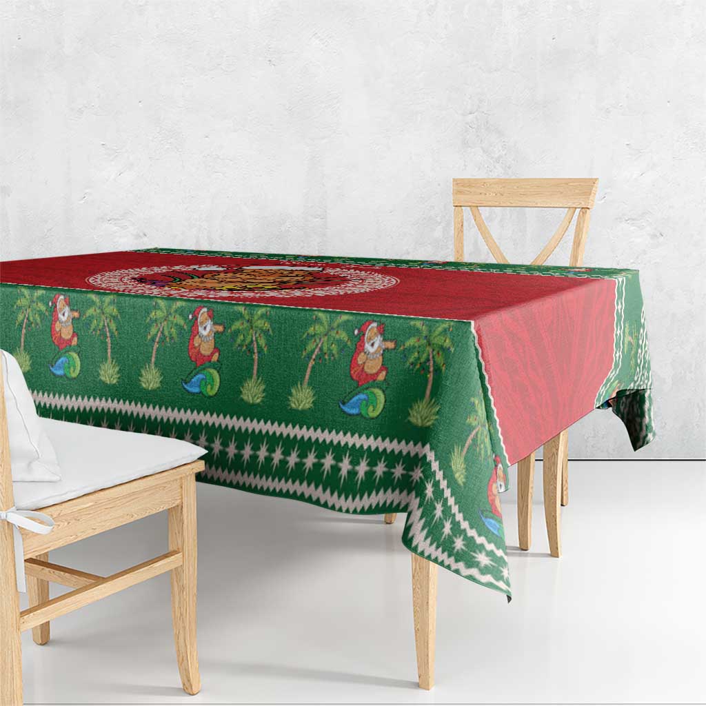 Personalized Hawaii Christmas Tablecloth Tiki Santa Mele Kalikimaka LT14 - Polynesian Pride