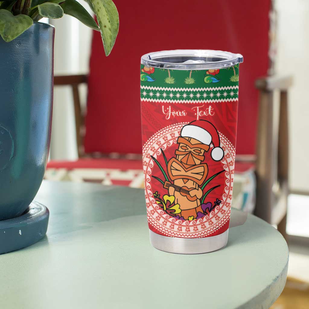 Personalized Hawaii Christmas Tumbler Cup Tiki Santa Mele Kalikimaka