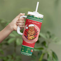 Personalized Hawaii Christmas Tumbler With Handle Tiki Santa Mele Kalikimaka