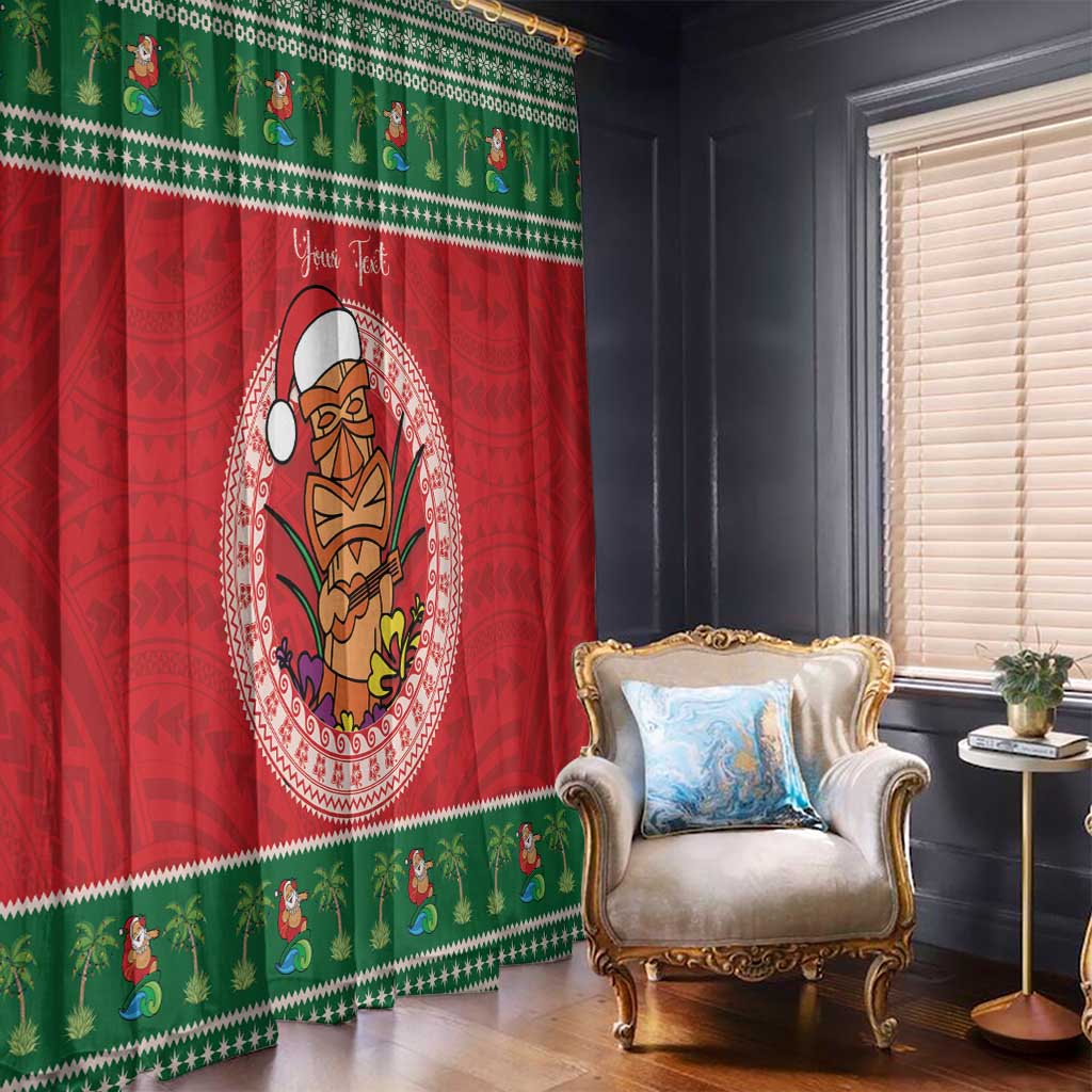 Personalized Hawaii Christmas Window Curtain Tiki Santa Mele Kalikimaka LT14 - Polynesian Pride