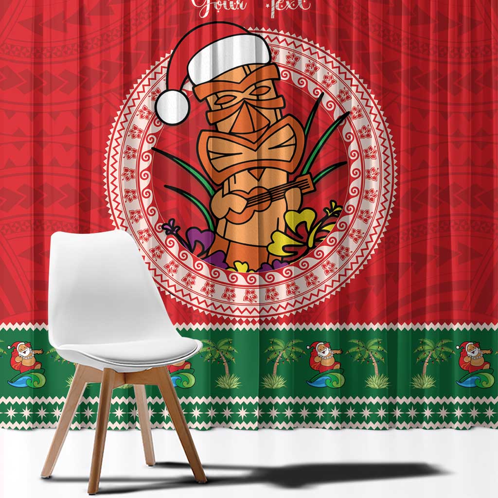 Personalized Hawaii Christmas Window Curtain Tiki Santa Mele Kalikimaka LT14 - Polynesian Pride