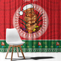 Personalized Hawaii Christmas Window Curtain Tiki Santa Mele Kalikimaka LT14 - Polynesian Pride