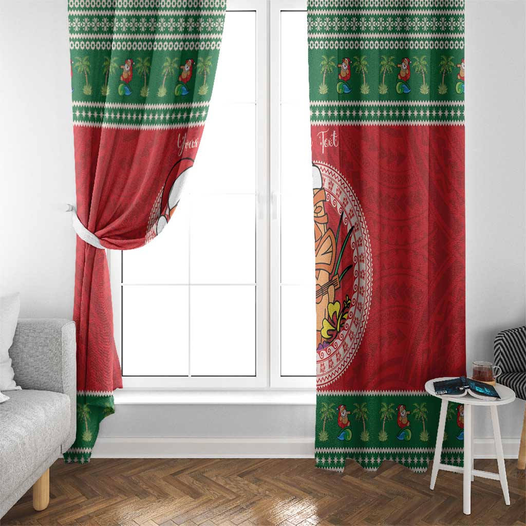 Personalized Hawaii Christmas Window Curtain Tiki Santa Mele Kalikimaka LT14 - Polynesian Pride