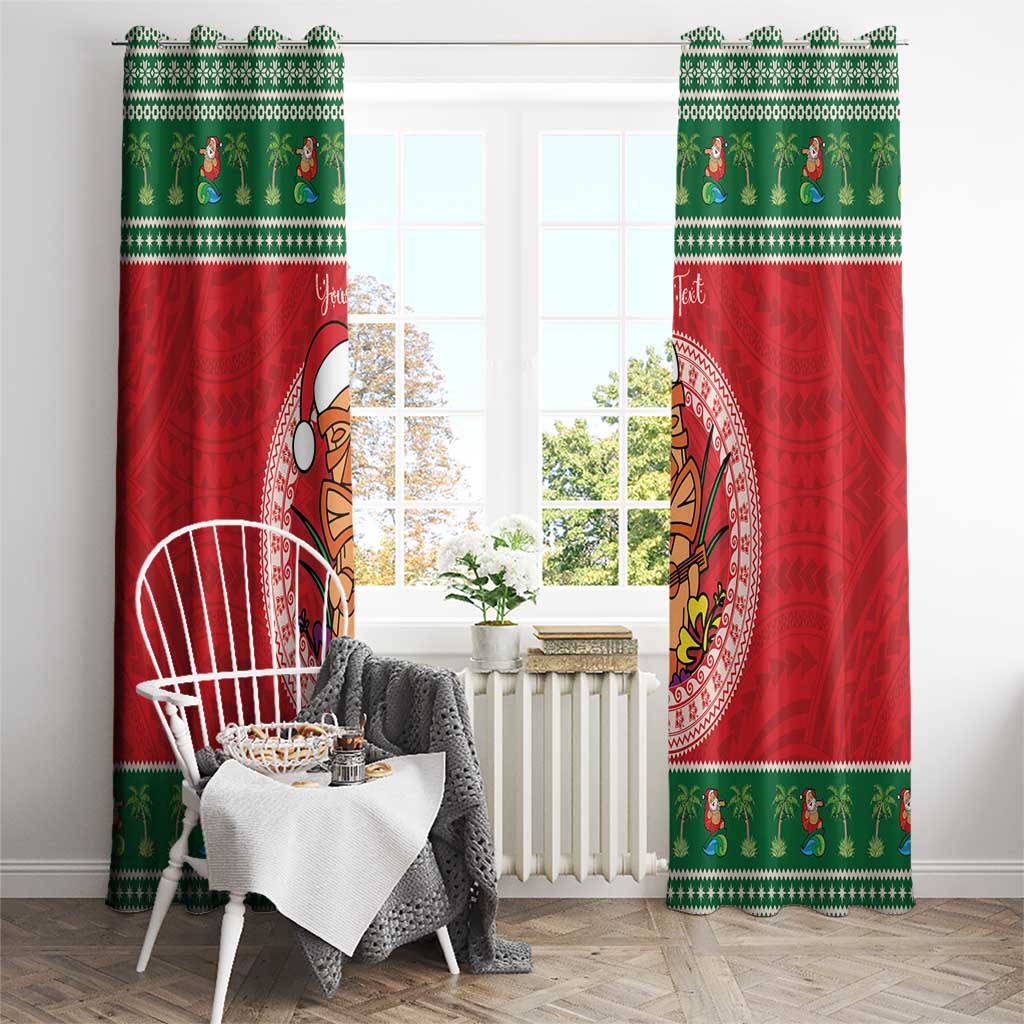 Personalized Hawaii Christmas Window Curtain Tiki Santa Mele Kalikimaka LT14 - Polynesian Pride