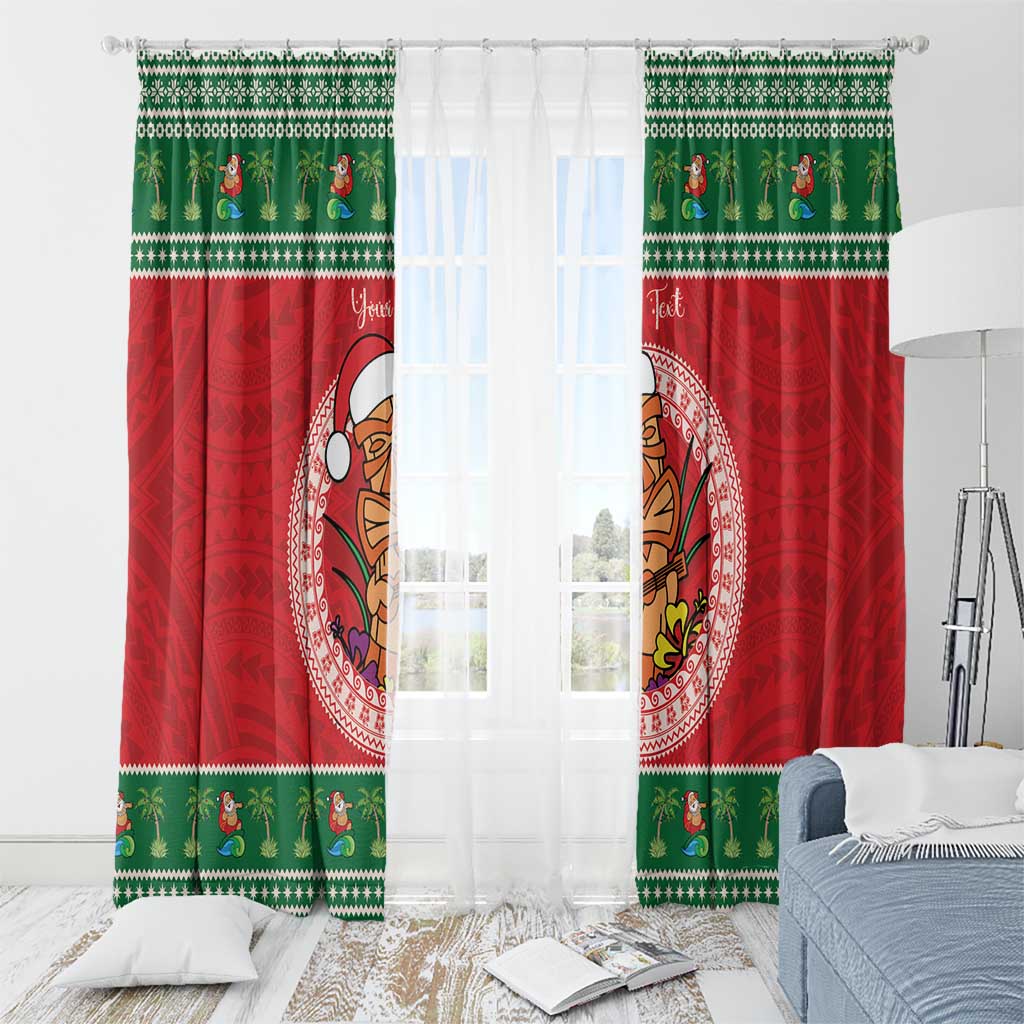 Personalized Hawaii Christmas Window Curtain Tiki Santa Mele Kalikimaka LT14 - Polynesian Pride