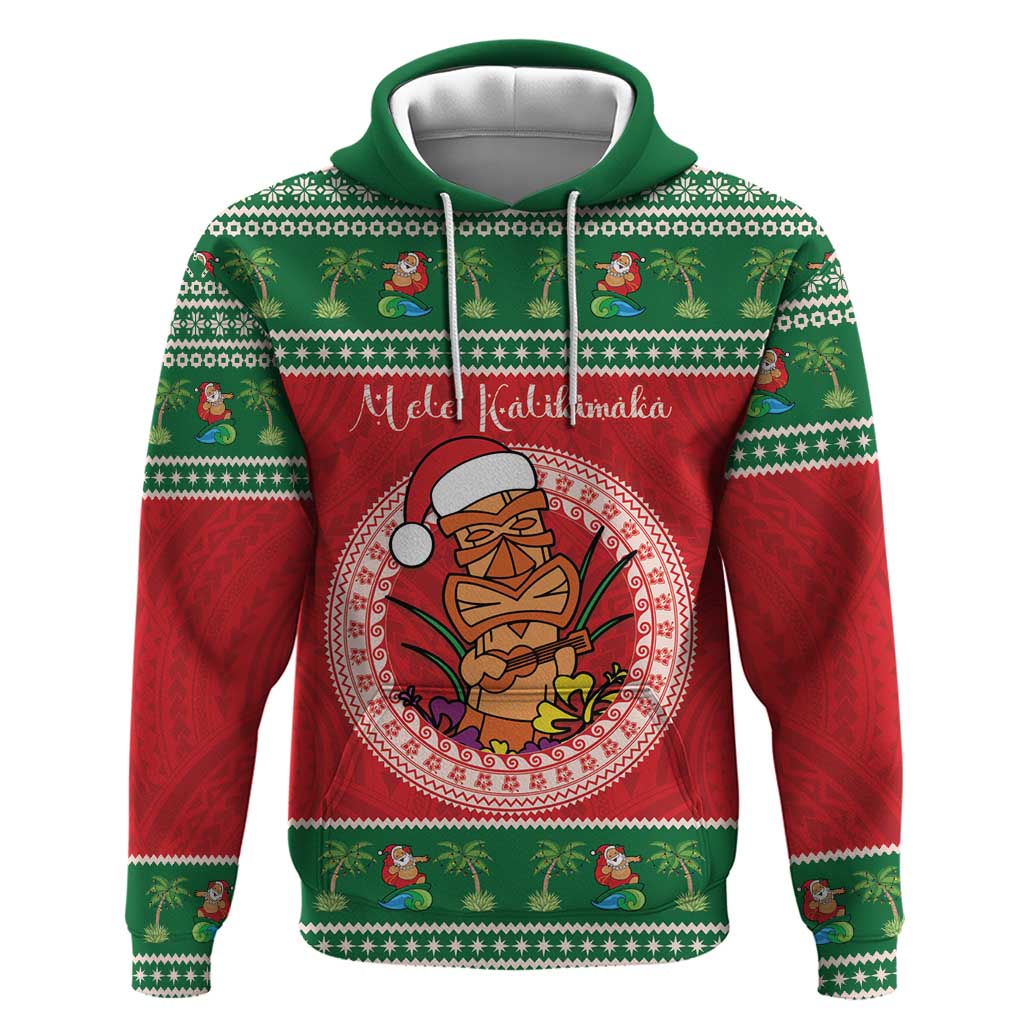 Personalized Hawaii Christmas Zip Hoodie Tiki Santa Mele Kalikimaka