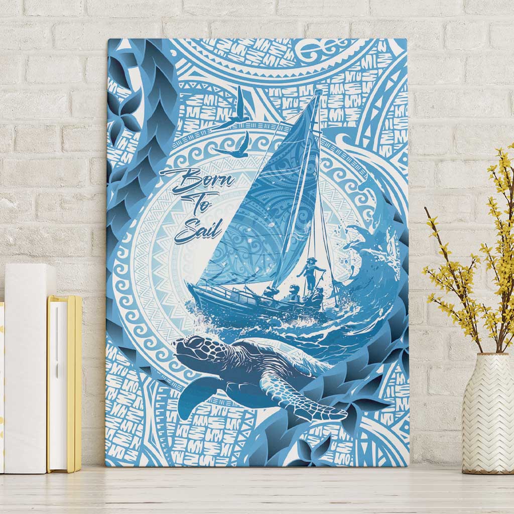New Zealand Sailing Canvas Wall Art Aotearoa Yacht Racing - Born To Sail LT14 Without Frame Blue - Polynesian Pride