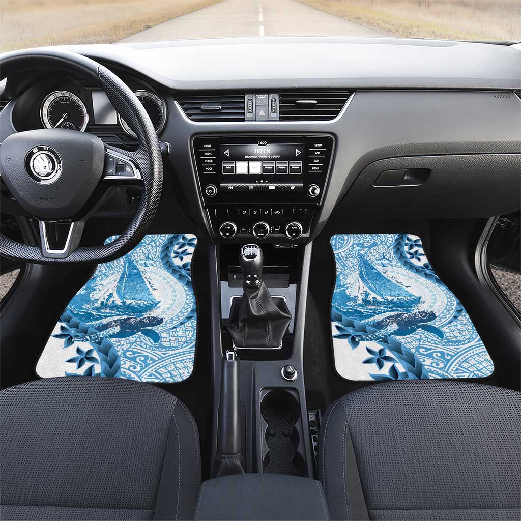 New Zealand Sailing Car Mats Aotearoa Yacht Racing - Born To Sail LT14 Set 2pcs - Front Blue - Polynesian Pride