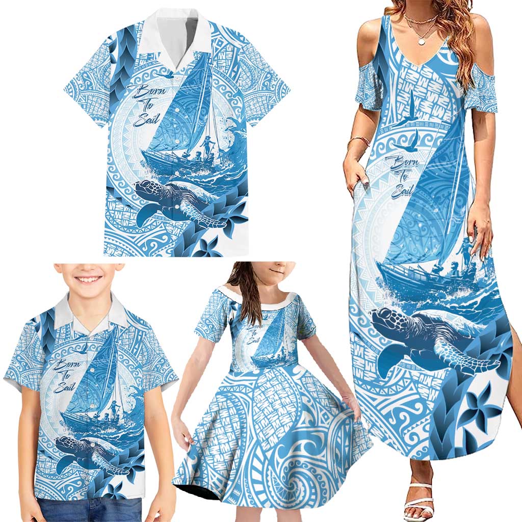 New Zealand Saling Family Matching Summer Maxi Dress and Hawaiian Shirt Aotearoa Yacht Racing - Born To Sail