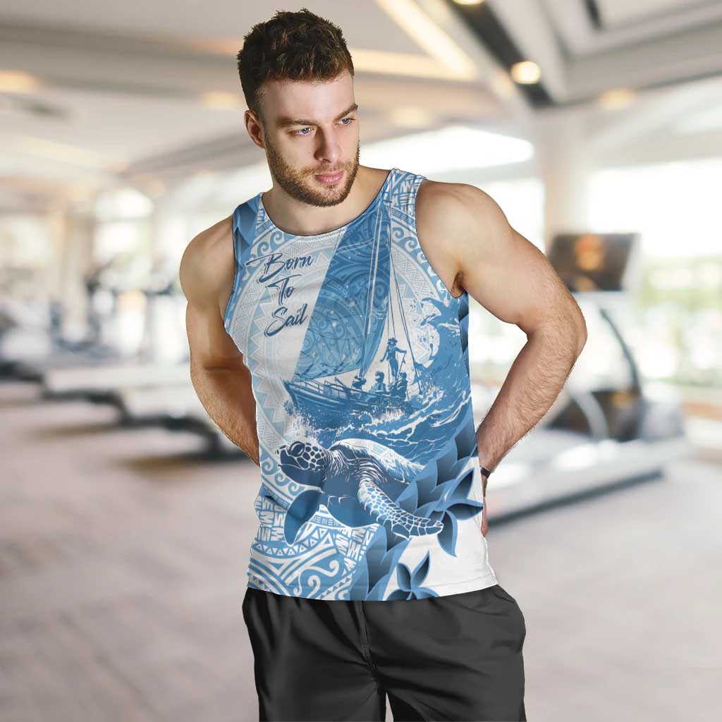 New Zealand Sailing Men Tank Top Aotearoa Yacht Racing - Born To Sail LT14 Blue - Polynesian Pride