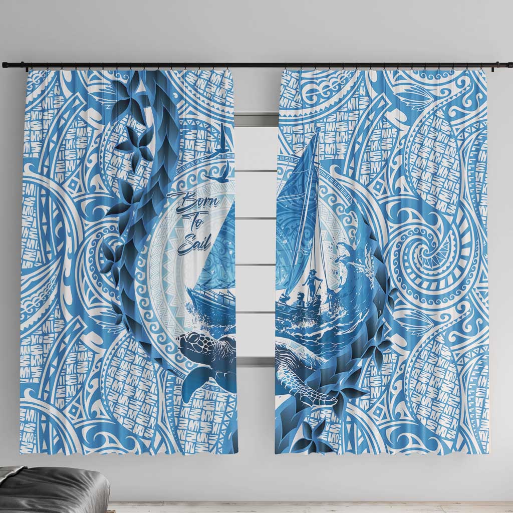 New Zealand Sailing Window Curtain Aotearoa Yacht Racing - Born To Sail LT14 With Hooks Blue - Polynesian Pride