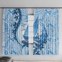 New Zealand Sailing Window Curtain Aotearoa Yacht Racing - Born To Sail LT14 With Hooks Blue - Polynesian Pride