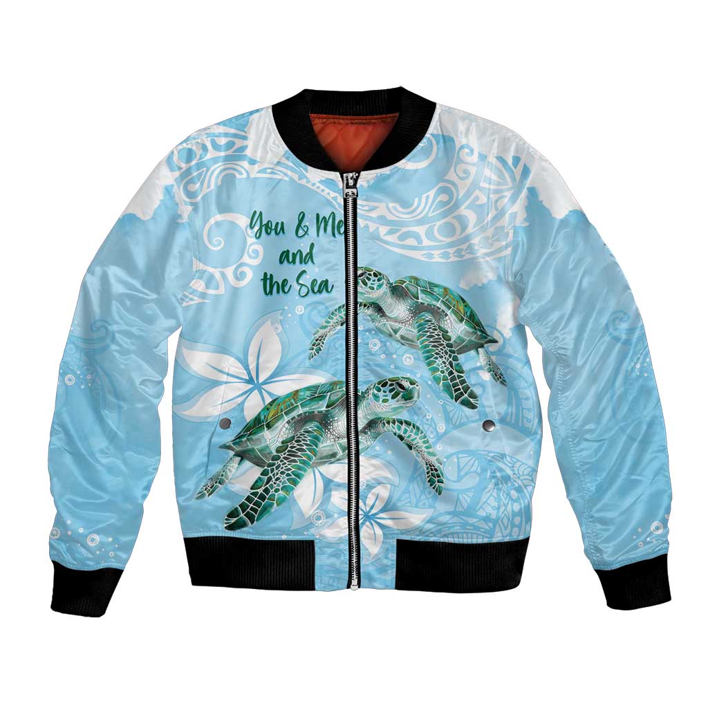 Personalised Polynesia Valentine's Day Bomber Jacket SeaTurtle Couple Polynesian - Fairy Sparkles Color