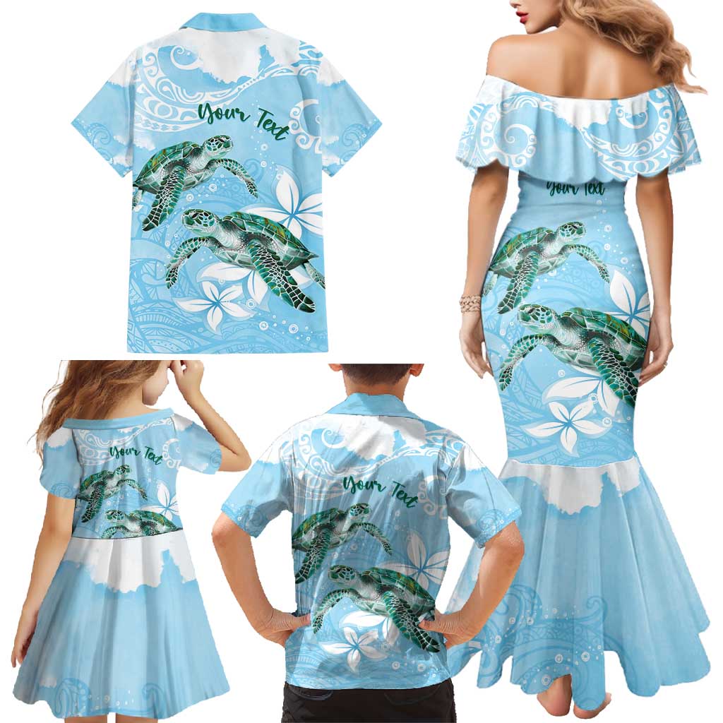 Personalised Polynesia Valentine's Day Family Matching Mermaid Dress and Hawaiian Shirt SeaTurtle Couple Polynesian - Fairy Sparkles Color