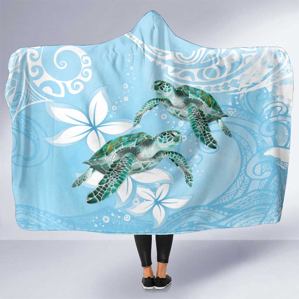 Polynesia Valentine's Day Hooded Blanket SeaTurtle Couple Polynesian - Fairy Sparkles Color LT14 One Size Blue - Polynesian Pride