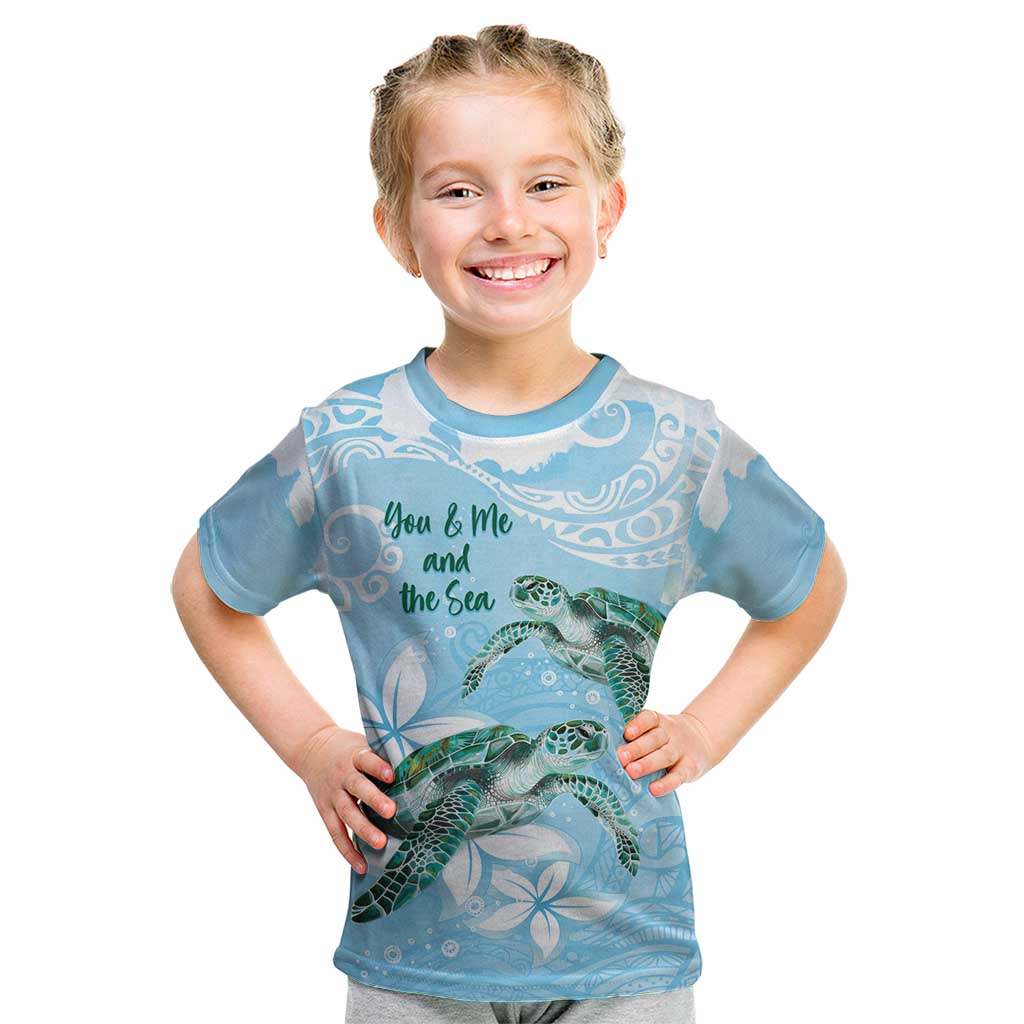 Personalised Polynesia Valentine's Day Kid T Shirt SeaTurtle Couple Polynesian - Fairy Sparkles Color