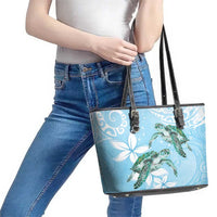 Polynesia Valentine's Day Leather Tote Bag SeaTurtle Couple Polynesian - Fairy Sparkles Color LT14 - Polynesian Pride