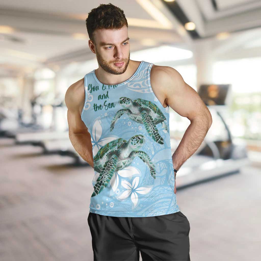 Personalised Polynesia Valentine's Day Men Tank Top SeaTurtle Couple Polynesian - Fairy Sparkles Color LT14 Blue - Polynesian Pride