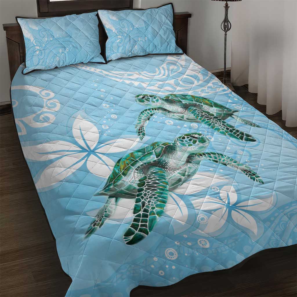 Polynesia Valentine's Day Quilt Bed Set SeaTurtle Couple Polynesian - Fairy Sparkles Color