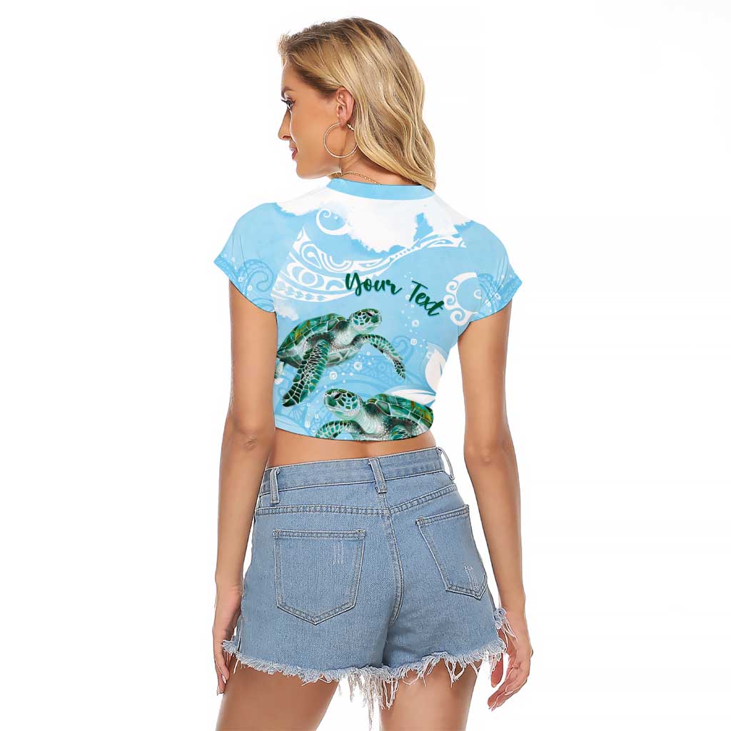 Personalised Polynesia Valentine's Day Raglan Cropped T Shirt SeaTurtle Couple Polynesian - Fairy Sparkles Color LT14 - Polynesian Pride