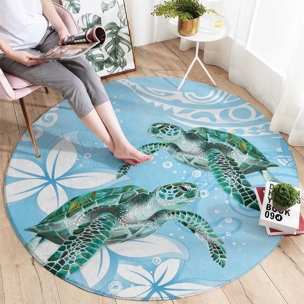 Polynesia Valentine's Day Round Carpet SeaTurtle Couple Polynesian - Fairy Sparkles Color