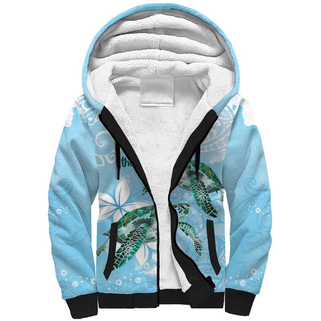Personalised Polynesia Valentine's Day Sherpa Hoodie SeaTurtle Couple Polynesian - Fairy Sparkles Color LT14 Unisex Blue - Polynesian Pride