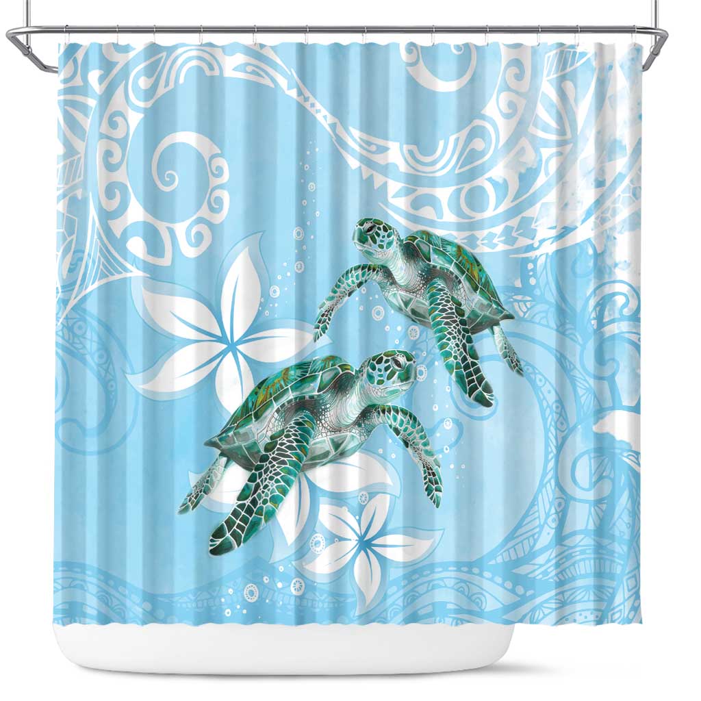Polynesia Valentine's Day Shower Curtain SeaTurtle Couple Polynesian - Fairy Sparkles Color